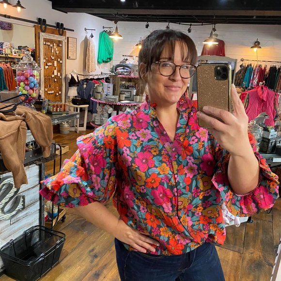 FATE Floral Print Balloon Sleeve Blouse - Picture 2 of 3